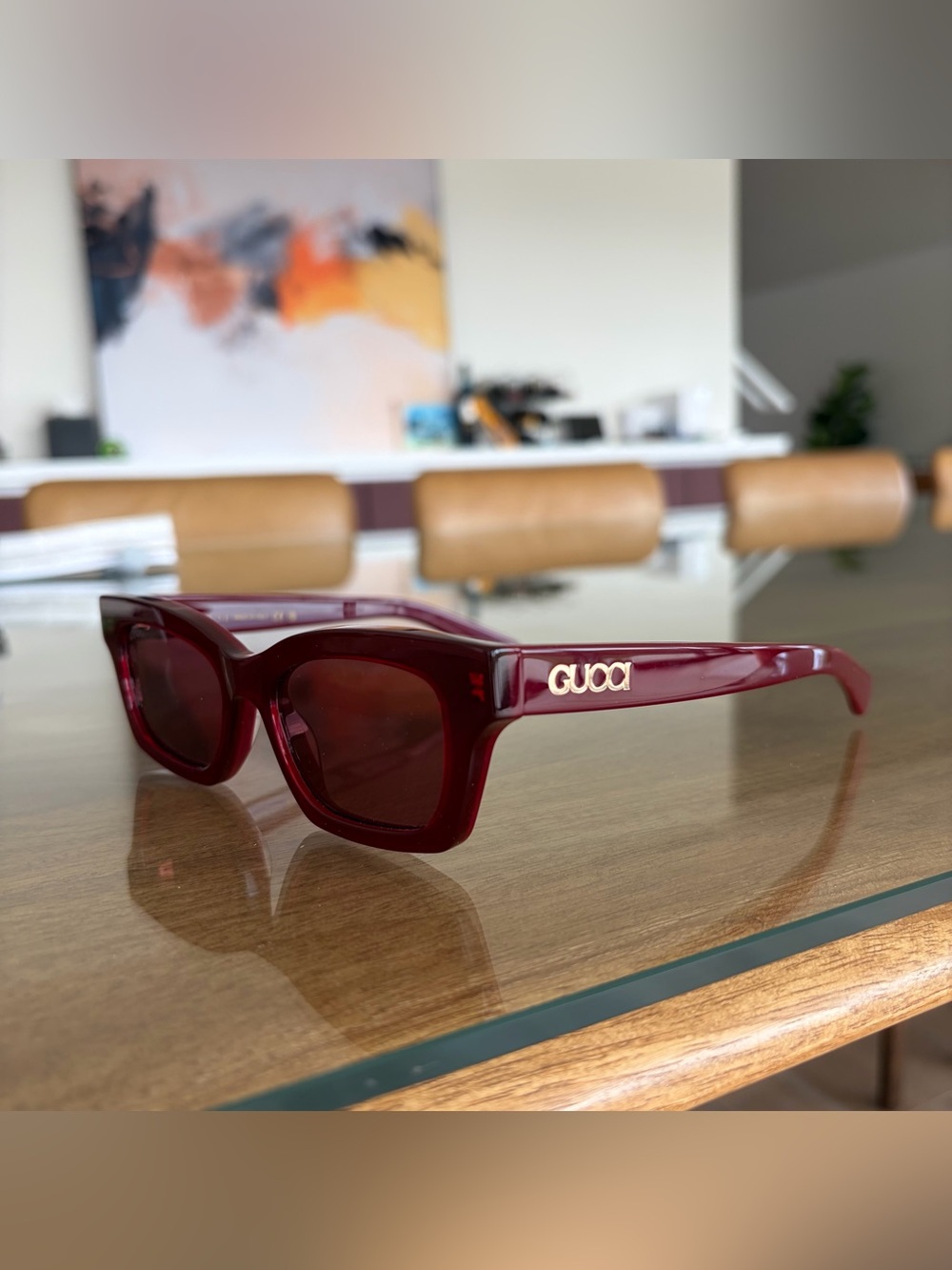GUCCI Red / Burgundy Cat-Eye Sunglasses Model: GG1790S - Picture 6 of 8